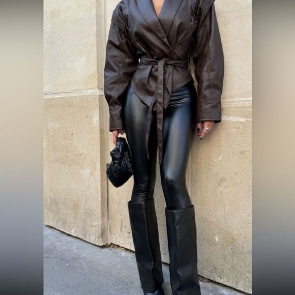 Black leather leggings